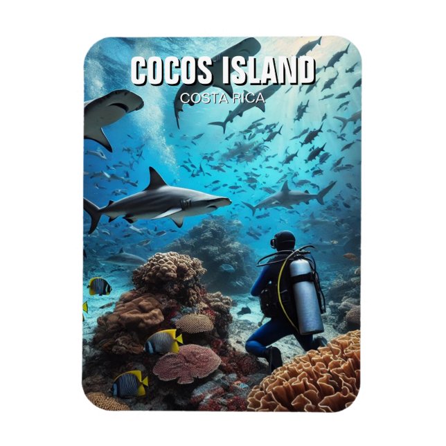 Cocos Island Scuba Diver Magnet (Vertical)