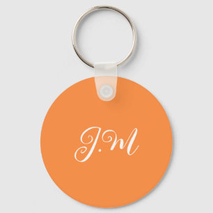 Coctail Party Orange solid colour monogram initial Key Ring