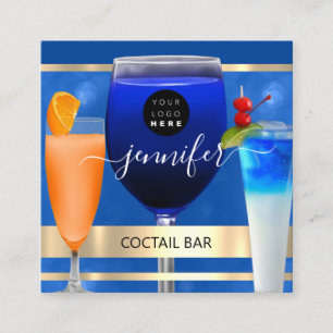 Coctail Pub Wine Restaurant Professional Logo Square Business Card