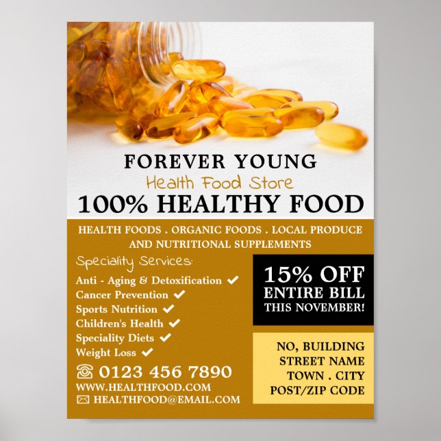 Cod Liver Oil, Health Food Store Advertising Poster (Front)