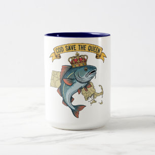 Cod Save the Queen Two-Tone Coffee Mug