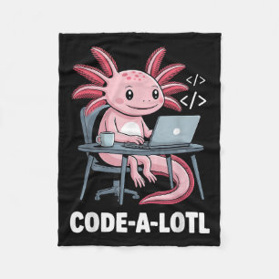 Code-alotl Funny Axolotl Tee For Programmers  Fleece Blanket