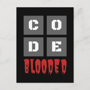 CODE Blooded Coded Computer Programmer Funny Postcard