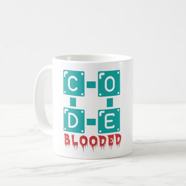 CODE BLOODED  - PROGRAMMER COFFEE MUG (Front Left)
