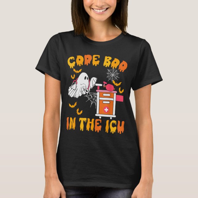 Code Boo In The Icu Ghost Nurse Halloween Soky Sea T-Shirt (Front)