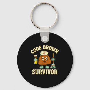 Code Brown Survivor Funny Nurse Cna Medical Humor  Key Ring