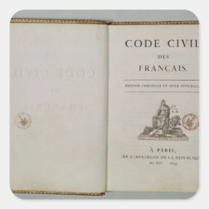 Code Civil, open at the titlepage, 1804 Square Sticker