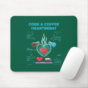 Code & Coffee Heartbeat   Funny Geek Programmer   Mouse Pad