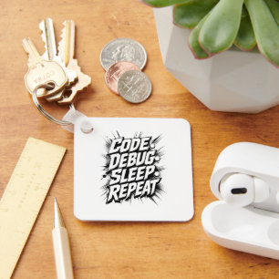Code Debug Sleep Repeat Key Ring
