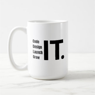 Code, Design, Launch, Grow It – Inspirational Tech Coffee Mug