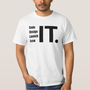 Code, Design, Launch, Grow It Minimalist Developer T-Shirt