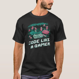 Code Like a Gamer - Retro Tech Art T-Shirt
