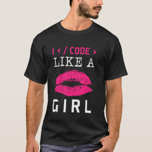 Code Like A Girl Lips Coder Programming Software C T-Shirt