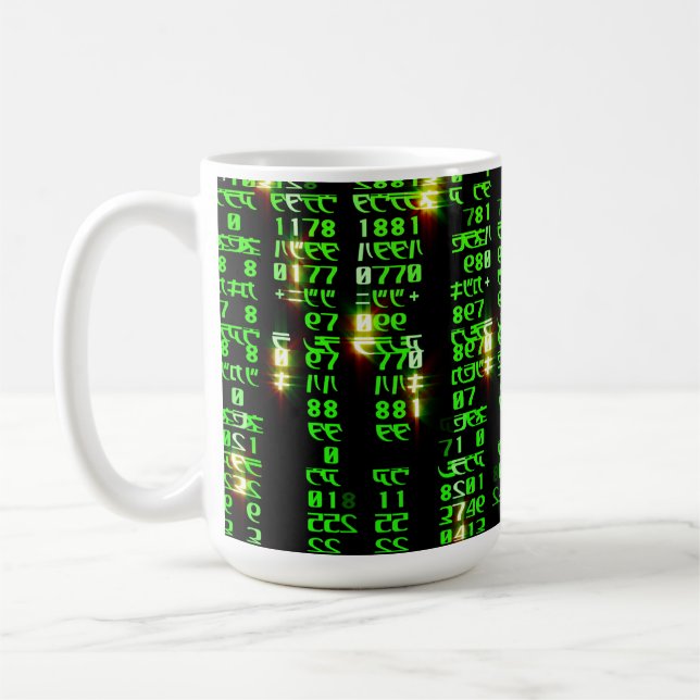 Code matrix coffee mug (Left)