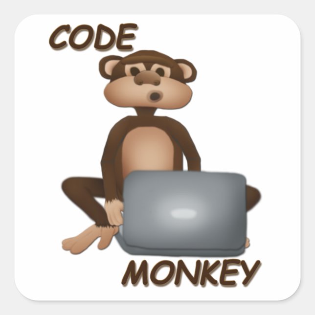 Code Monkey Square Sticker (Front)