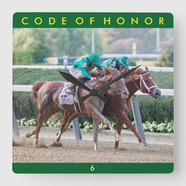 Code of Honor & Vino Rosso Square Wall Clock (Front)