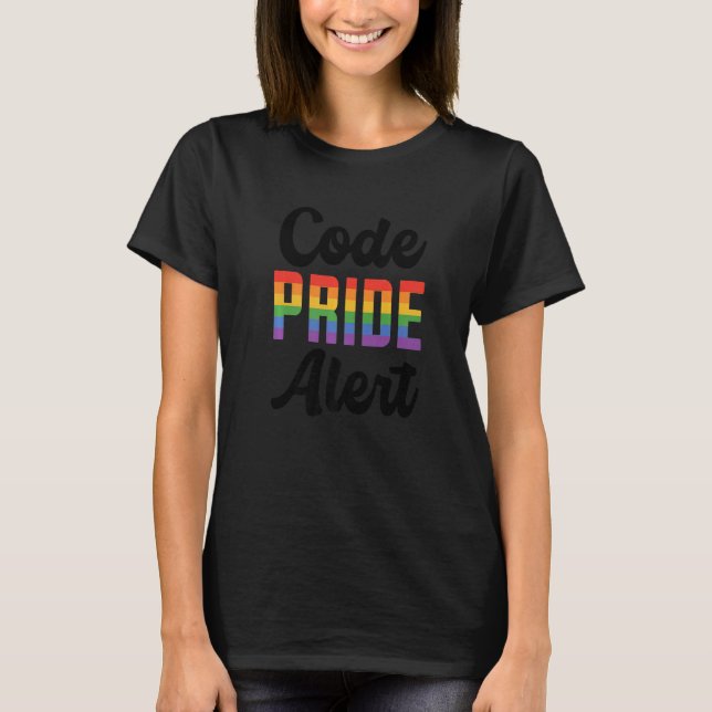 Code Pride Alert Bisexual Lesbian Love Asexual Tra T-Shirt (Front)