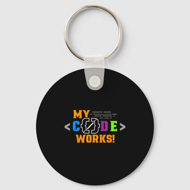 Code works funny programmer coding software key ring (Front)