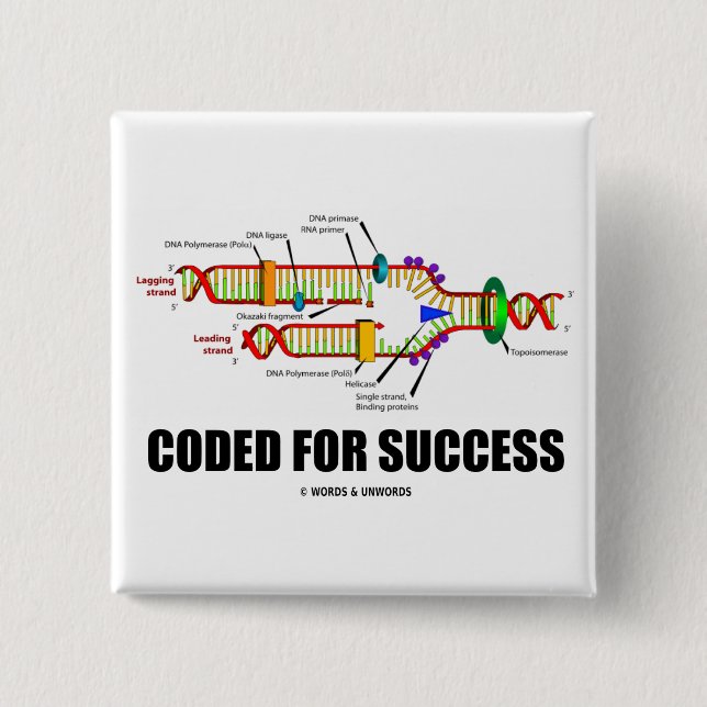 Coded For Success (DNA Replication) 15 Cm Square Badge (Front)