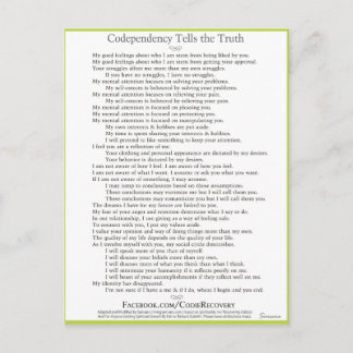 Codependency Tells the Truth Postcard