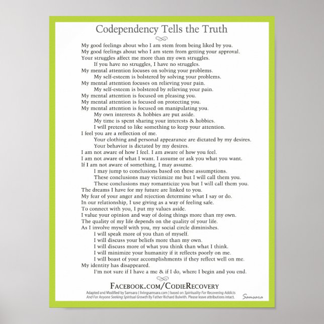 Codependency Tells the Truth Poster (Front)