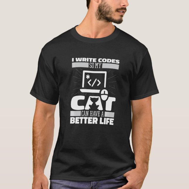 Coder Cat Software Engineer Developer Coding  Prog T-Shirt (Front)