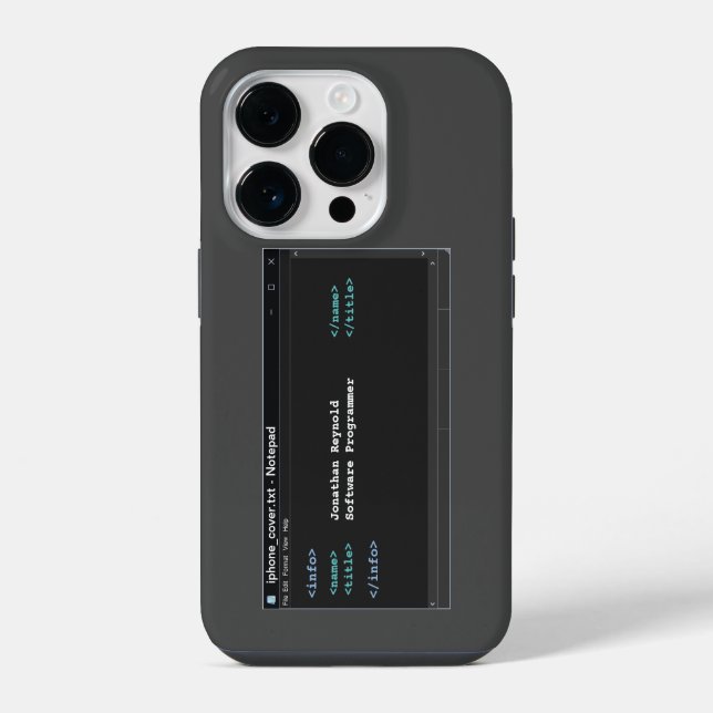 Coder Format Computer Programmer Notepad Dark Mode iPhone Case (Back)