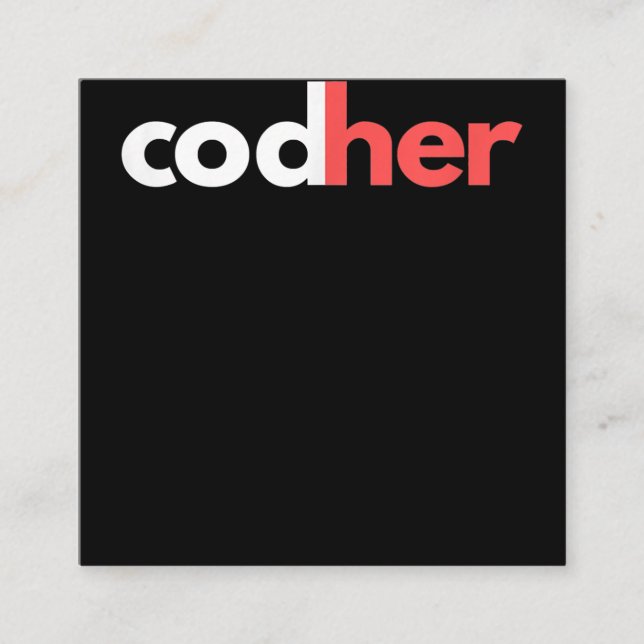 Codher Girl Programmer Women Stem Engineer Lovers Square Business Card (Front)