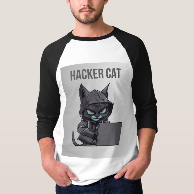 Coding Cat: Whiskers and Bytes T-Shirt (Front)