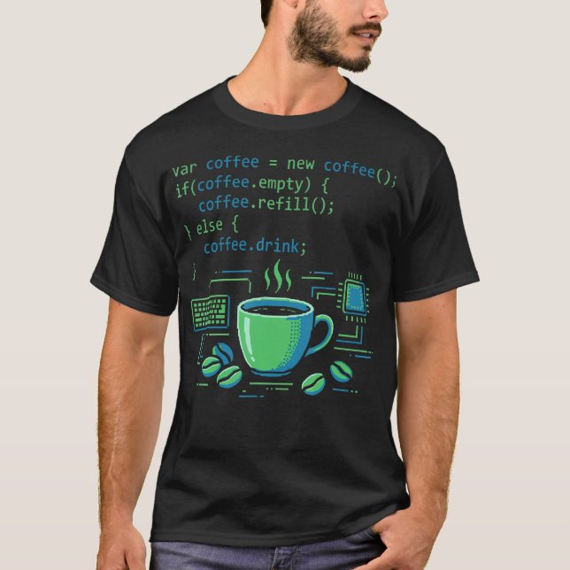 Coding Coffee Drink Program Software Developer T-Shirt (Front)