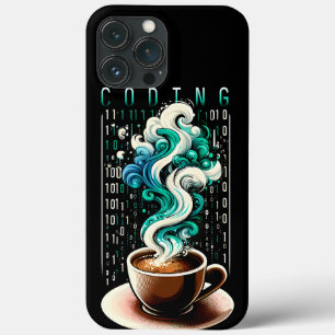 Coding & Coffee: Tech Enthusiast's Dream Art iPhone 13 Pro Max Case