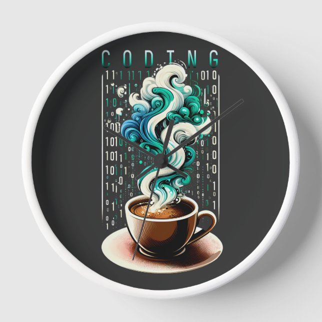 Coding & Coffee: Tech Enthusiast's Dream Art Clock (Front)