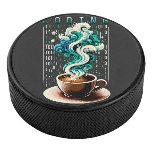 Coding & Coffee: Tech Enthusiast's Dream Art Hockey Puck
