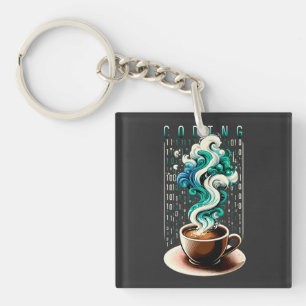 Coding & Coffee: Tech Enthusiast's Dream Art Key Ring