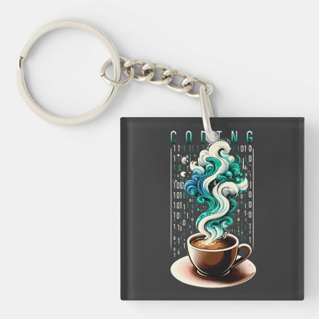Coding & Coffee: Tech Enthusiast's Dream Art Key Ring (Front)