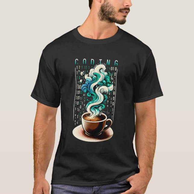 Coding & Coffee: Tech Enthusiast's Dream Art T-Shirt (Front)