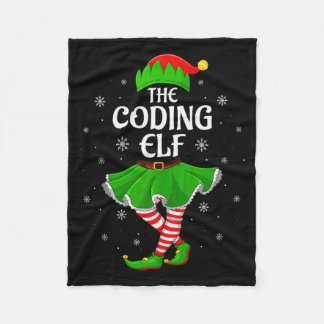 Coding Elf Christmas Family Girls Women Elf Squad Fleece Blanket