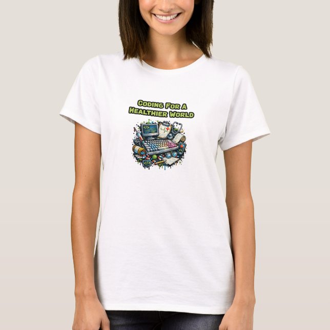 Coding For Healthier World Medical Coder Career T-Shirt (Front)