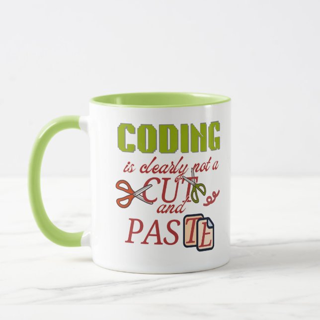 Coding Is Not Just Cut and Paste Mug (Left)