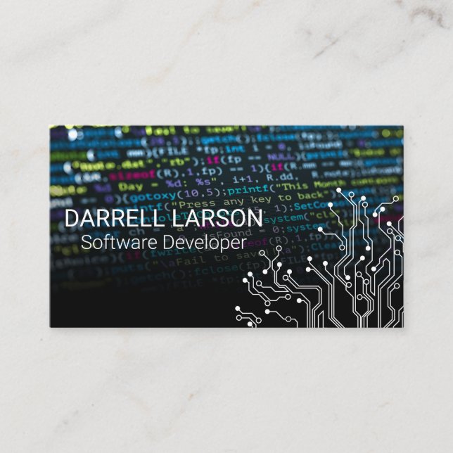 Coding Language Background | Tech Nodes Graphics Business Card (Front)