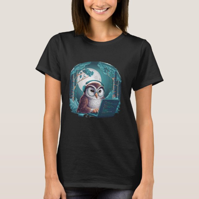Coding Owl Software Developer by Night Owl by Natu T-Shirt (Front)