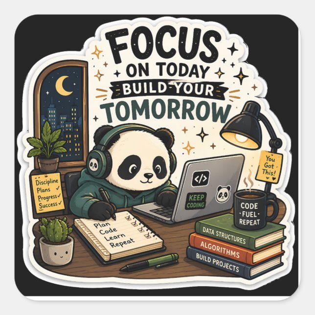 Coding Panda Sticker | Focus on Today Build It (Front)