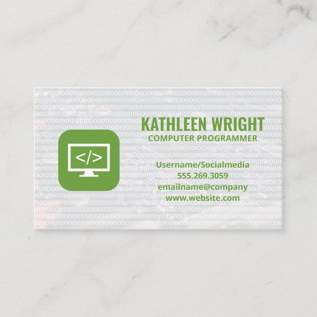 Coding Symbol Icon Business Card (Front)