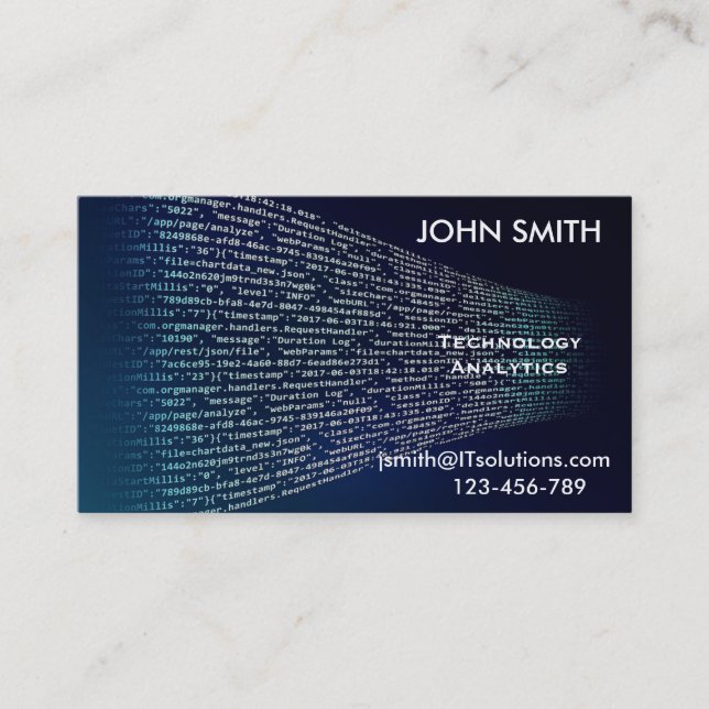 Coding technology analytics IT professional Business Card (Front)