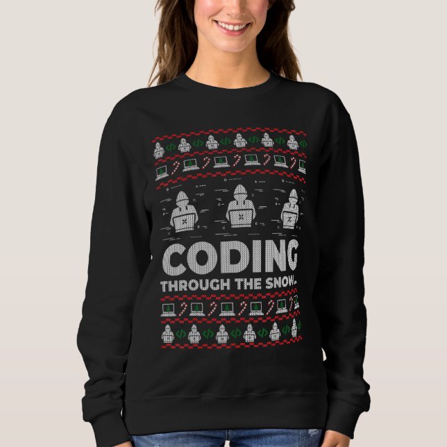 Coding Through The Snow Ugly Christmas Sweater Cod (Front)