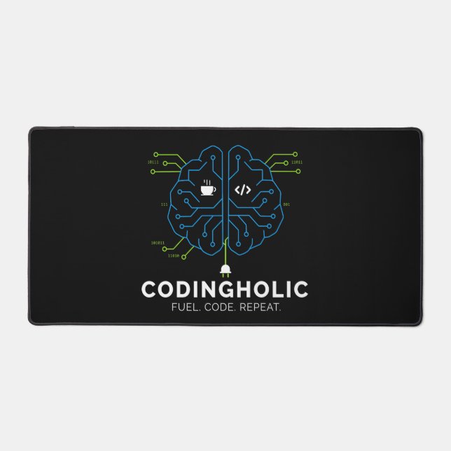 Codingholic Tech Brain Dark Programmer & Coders Desk Mat (Front)
