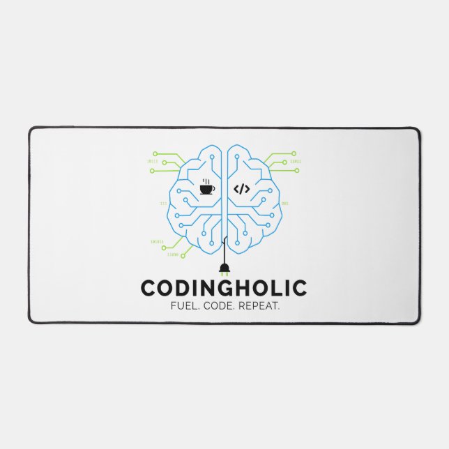 Codingholic Tech Brain Programmer & Coders Desk Mat (Front)