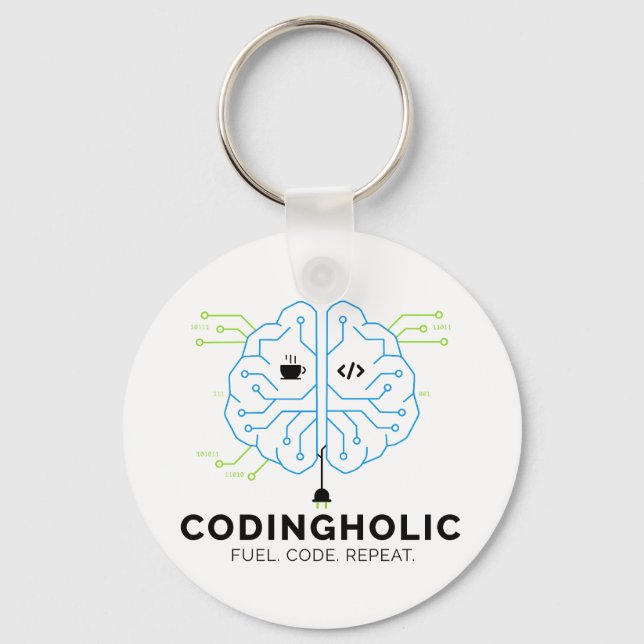 Codingholic Tech Brain Programmer  Key Ring (Front)