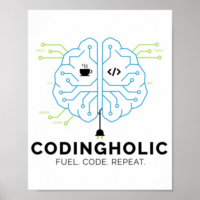 Codingholic Tech Brain Programmer Poster (Front)