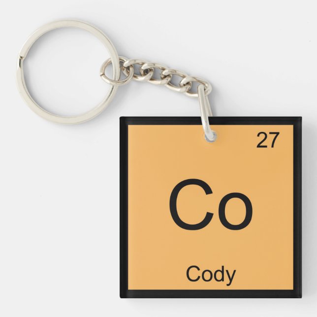 Cody Name Chemistry Element Periodic Table Key Ring (Front)